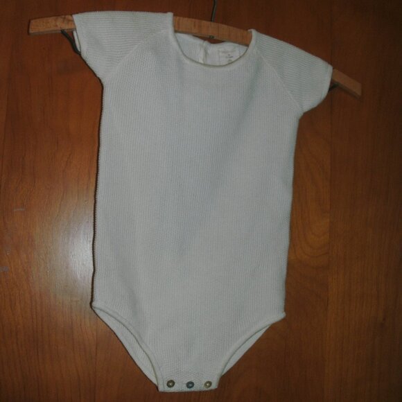 Analogie by Lil Legs White Textured 100% Cotton One Piece Bodysuit Top 24M - Picture 1 of 3